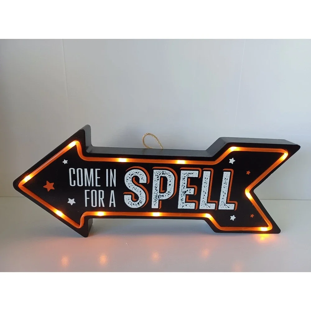 Come In For A Spell Halloween Holiday Seasonal Light Up Decor Sign